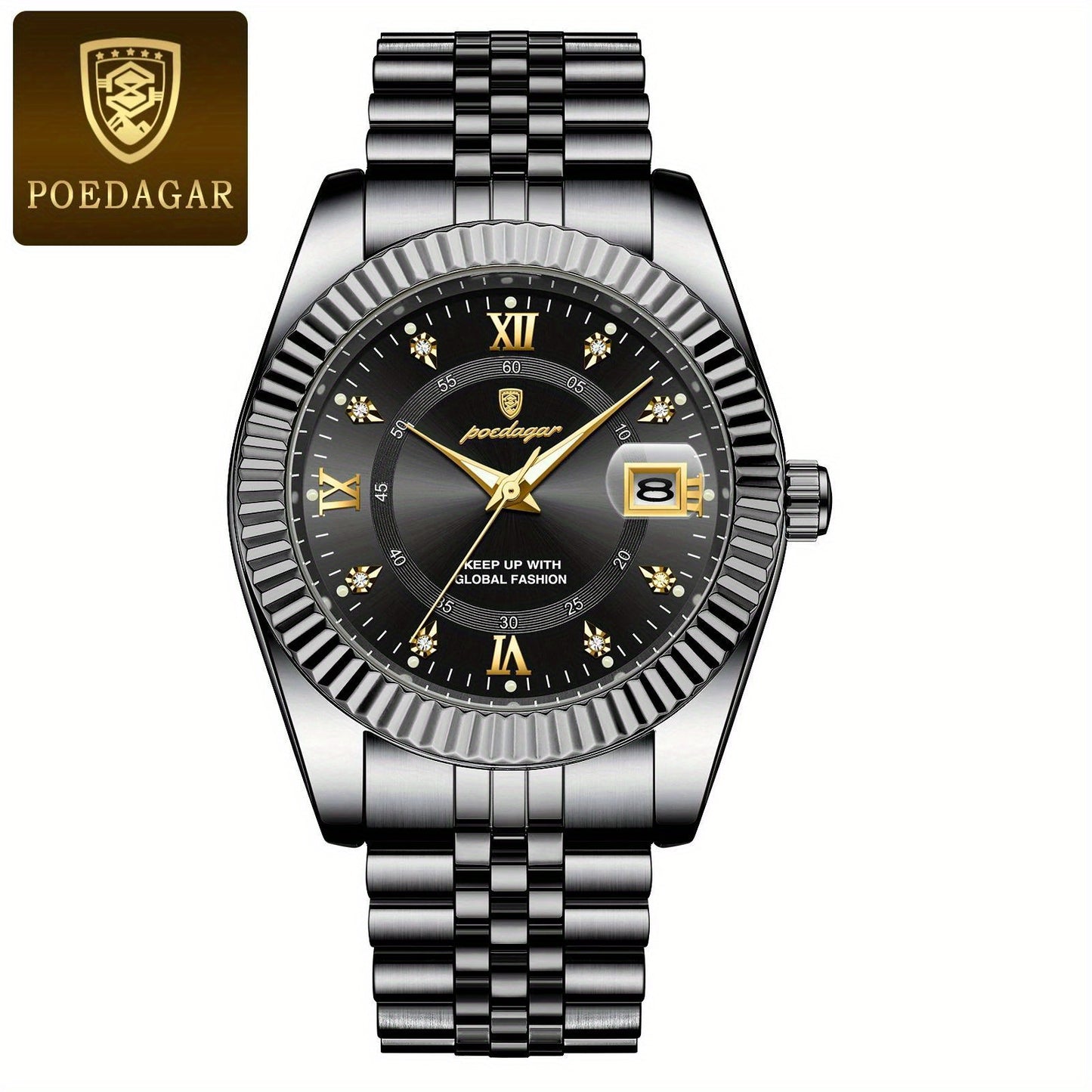 POEDAGAR Men's And Women's Calendar Luxury Sports Watch Waterproof Luminous Date Men's And Women's Watch Quartz Stainless Steel Men's And Women's Brand Watch