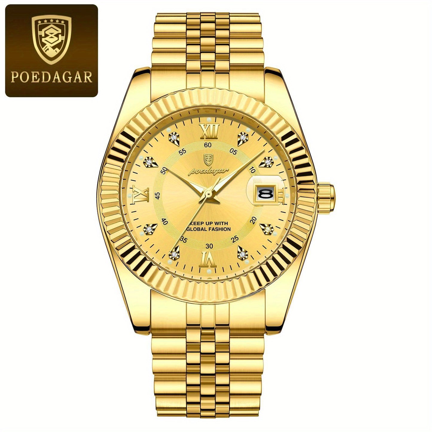 POEDAGAR Men's And Women's Calendar Luxury Sports Watch Waterproof Luminous Date Men's And Women's Watch Quartz Stainless Steel Men's And Women's Brand Watch