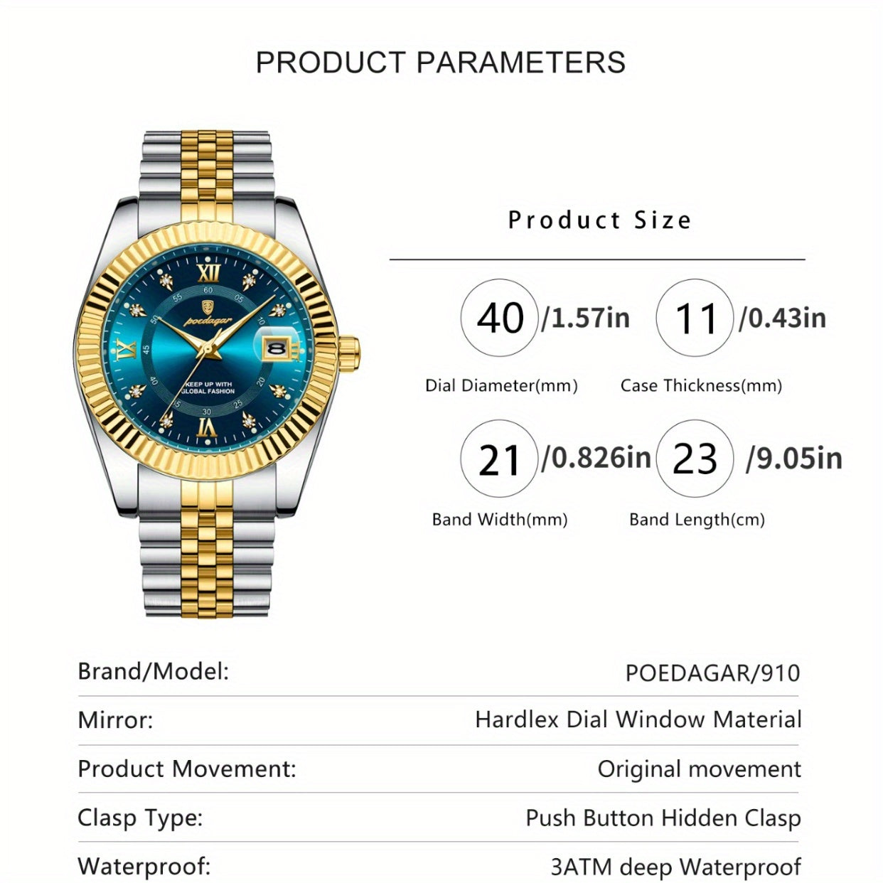 POEDAGAR Men's And Women's Calendar Luxury Sports Watch Waterproof Luminous Date Men's And Women's Watch Quartz Stainless Steel Men's And Women's Brand Watch