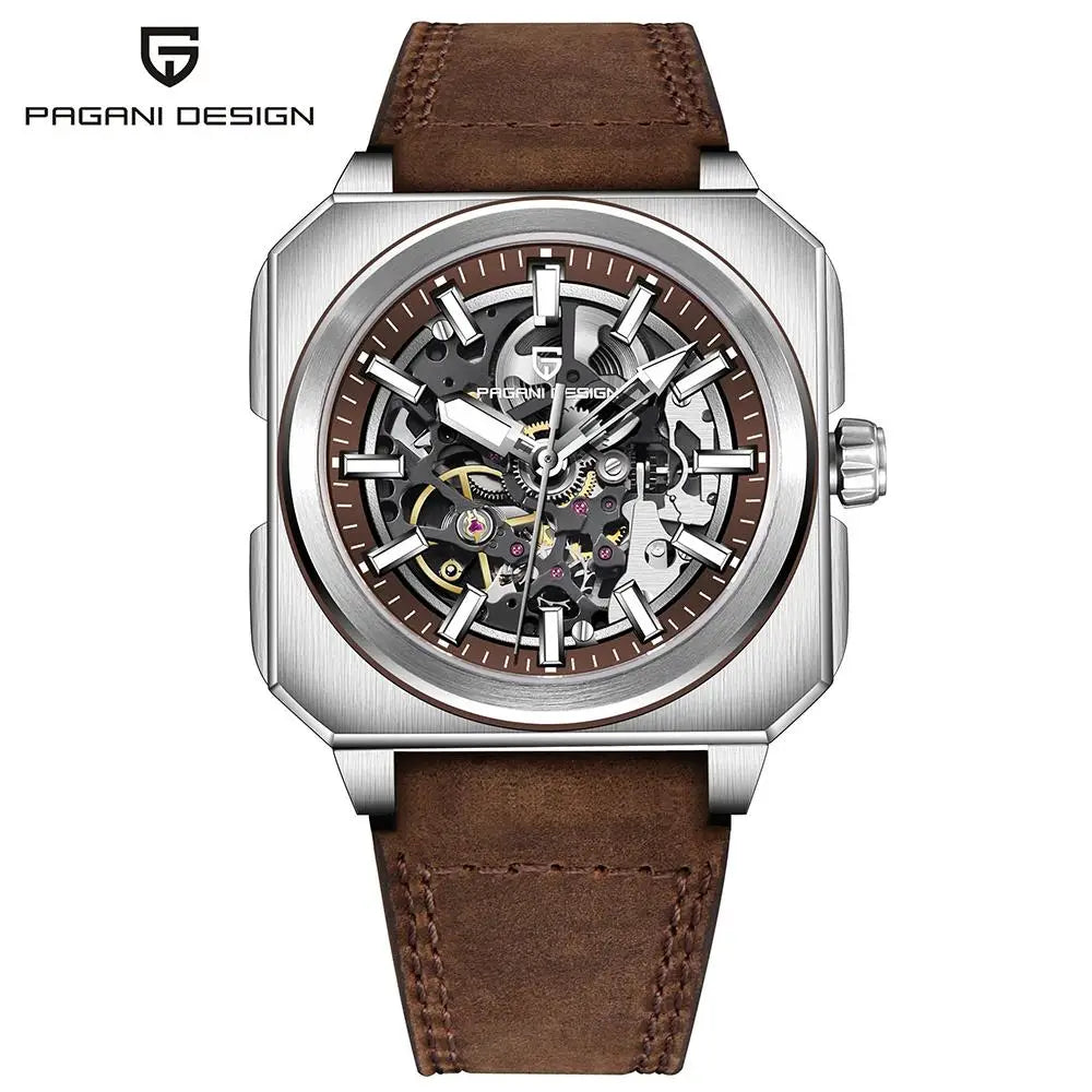 PAGANI DESIGN 38mm Square Luminous Dial 50m Waterproof Tourbillon Men's Mechanical Automatic Watch 2024 Hot Selling PD1791