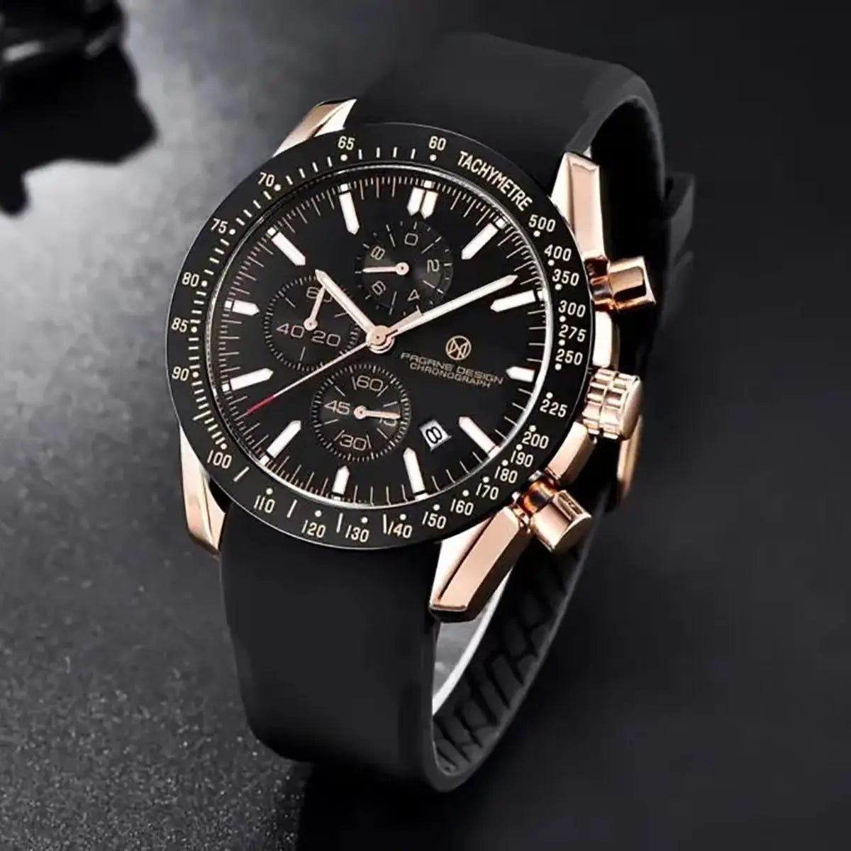 Pagane Design 2024 New Men's Quartz Chronograph Luxury Sapphire Stainless Steel Waterproof 3Bar Night Light C3 Casual Watch