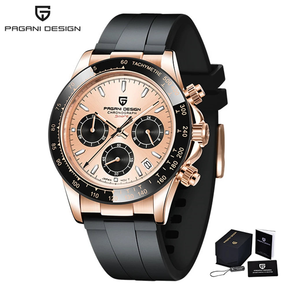 2025 New PAGANI DESIGN Top Men Sports Quartz Watch 40MM Sapphire Stainless Steel 100m Waterproof Luxus Chronograph Reloj Hombre