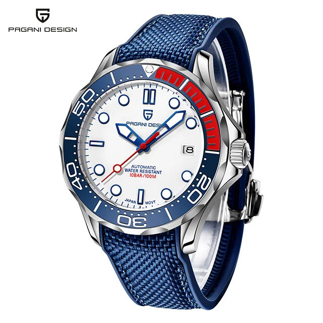 PAGANI DESIGN Fashion Men Automatic Watches Top Luxury Brand Blue Silicone Mechanical Mens Wristwatches Japan NH35 Reloj Hombre