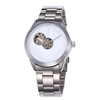 Female Clock Hollow Skeleton Mechanical Designer Luxury Stainless Steel Bracelet Wrist Women Watch Automatic Ladies Wristwatches