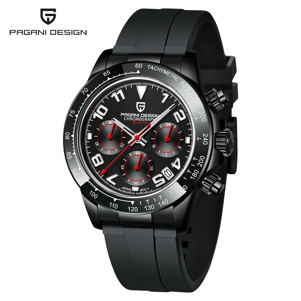 PAGANI DESIGN Luxury Business Men's Watches Sapphire Glass Quartz Watch Sport Chronograph 100M Luminous Waterproof Clock