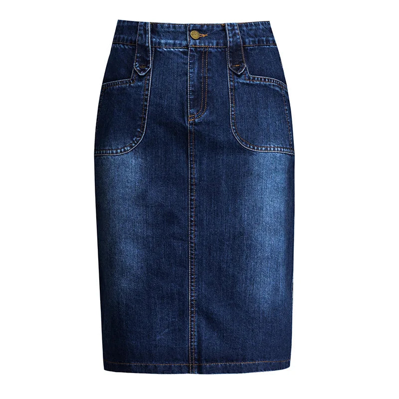 2023 New Spring Summer Vintage Women's Denim Skirt High Wasit Jeans Skirt Straight Female A-line Pencil Back Split Skirt