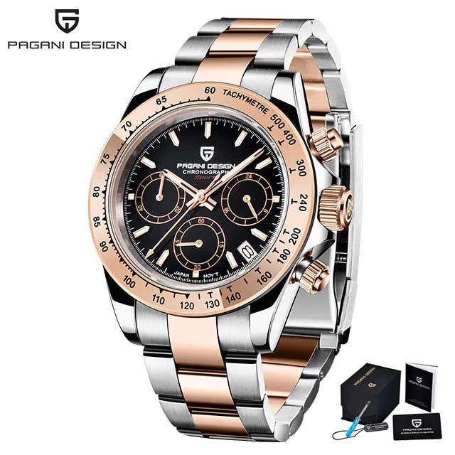 2023 New PAGANI Design Top Brand Men's Sports Quartz Watches Sapphire Stainless Steel Waterproof Chronograph Luxury Reloj Hombre