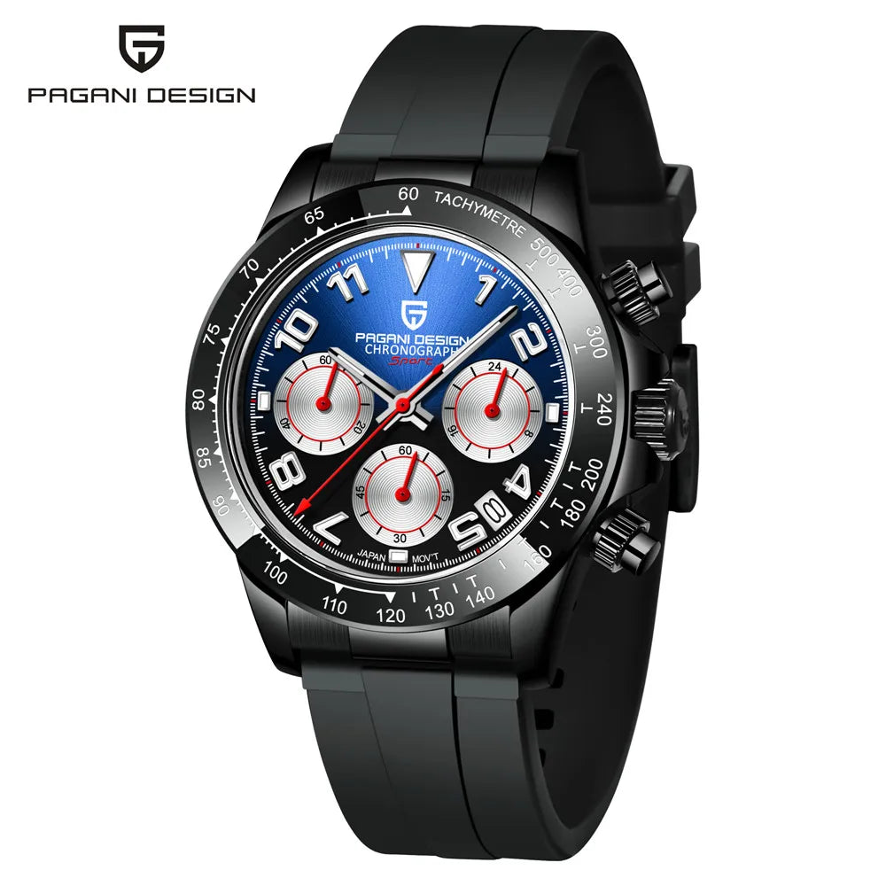 PAGANI DESIGN Luxury Business Men's Watches Sapphire Glass Quartz Watch Sport Chronograph 100M Luminous Waterproof Clock