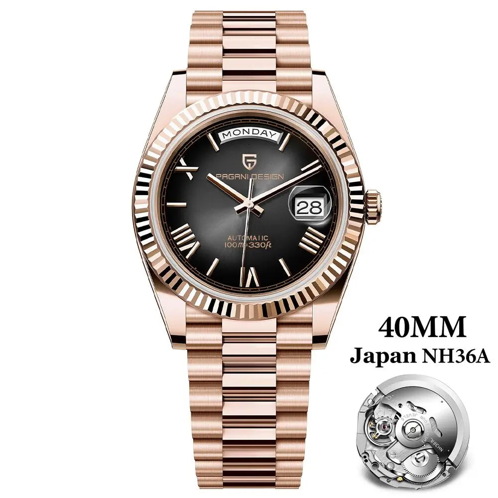 PAGANI DESIGN DD40 Men's Watches Rose Gold Luxury Automatic Watch For Men Mechanical Watch Waterproof Sports Clock Reloj Hombre