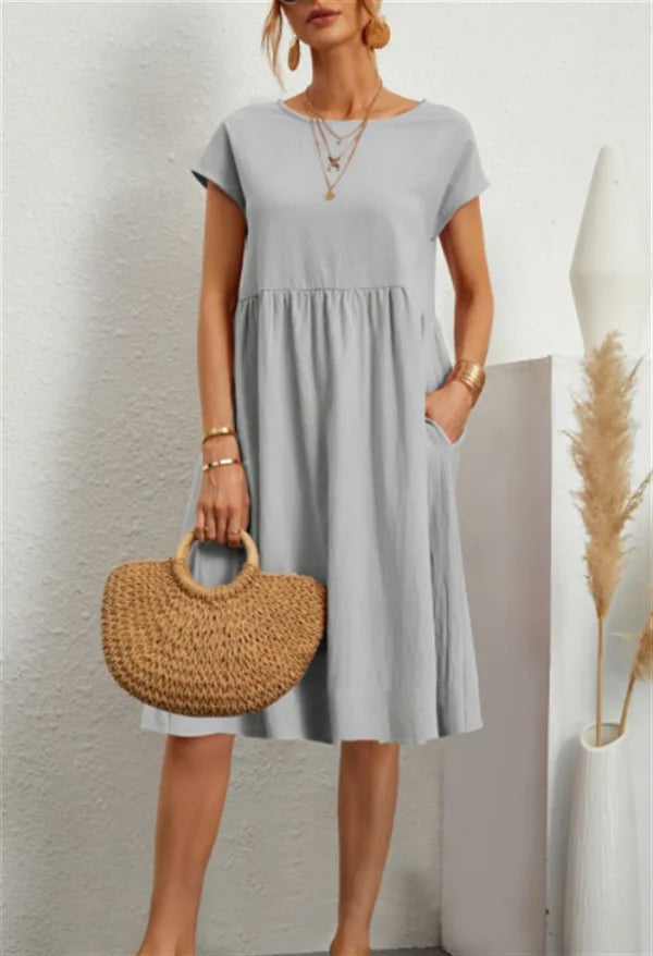 Cotton Elegant Women's Dress for Women 2024 Summer Sexy A-Line Short Sleeve Boho Midi Dresses Woman Robe Femme Mini Dress Ladies