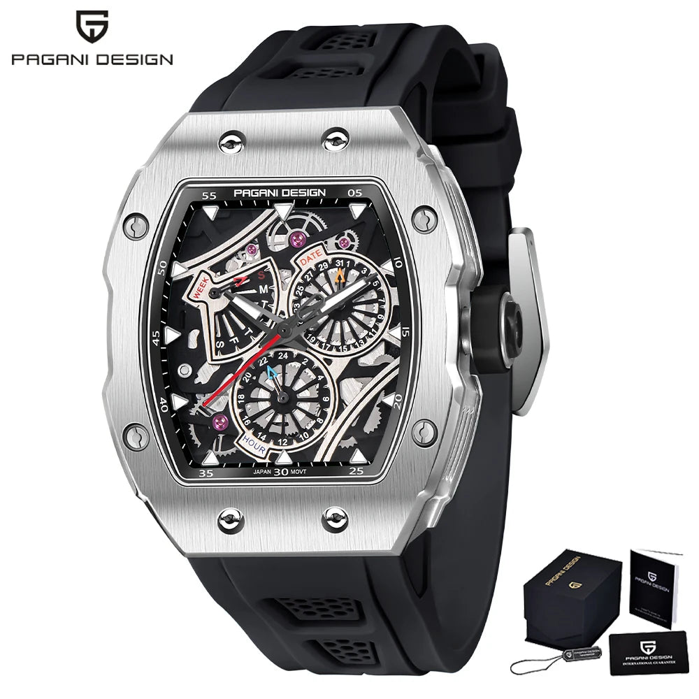 PAGANI DESIGN 41MM Men Sport Quartz Watch Japan TMI VH88 Sapphire Glass Stainless Steel Waterproof Wristwatch Reloj Hombre