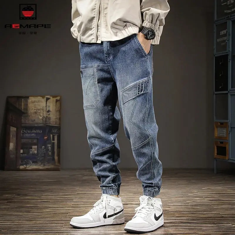 New Denim Fashion Luxury Vintage Loose Denim Jeans for Men Fashion British Casual Workwear Designer Cowboy Cargo Baggy Pants