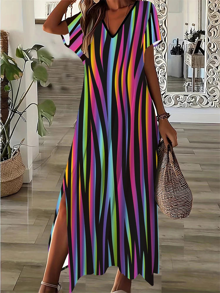 New Vacation Women's Dresses Sexy Leopard Print Elegant Midi Dresses Short Sleeve Dresses Fashion Oversized Dresses 2025 Summer