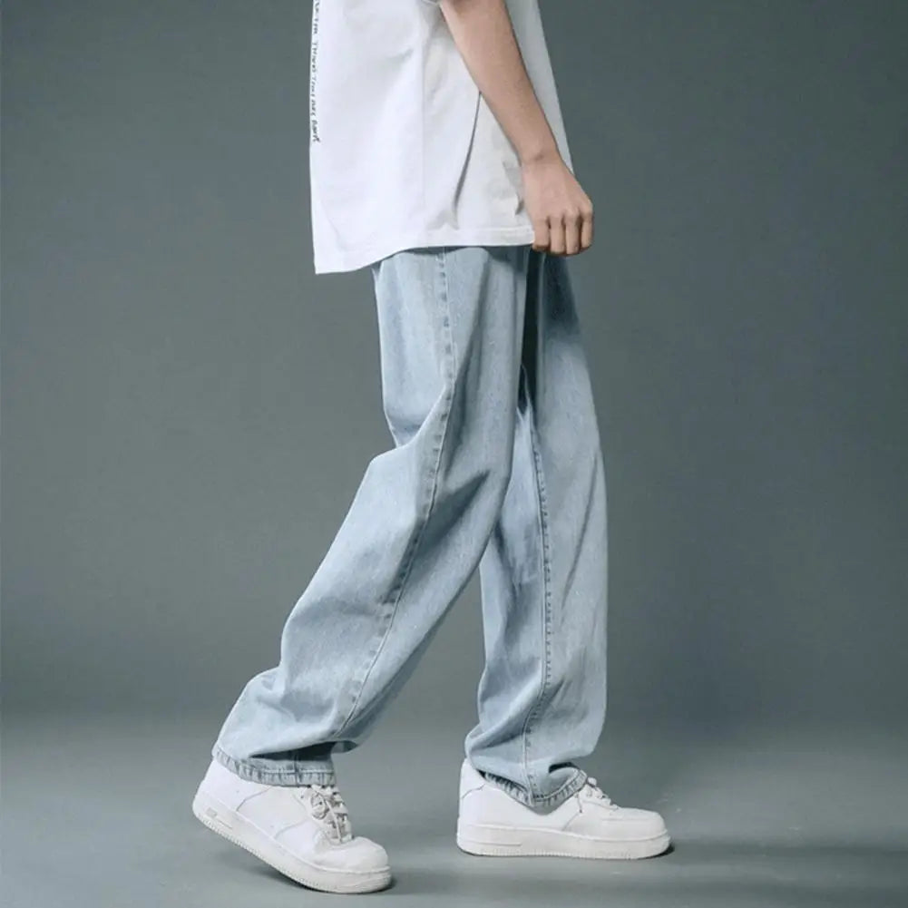 Stylish Denim Pants  Relaxed Fit Cool Baggy Jeans  Retro Straight Jeans