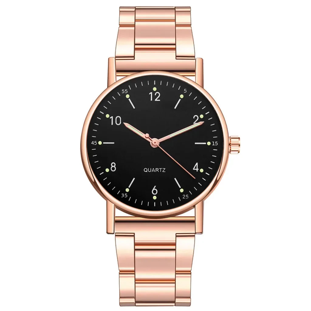 Ladies High-end Quartz Watch Stainless Steel Luminous Dial Leisure Watch Women Watches Rose Gold Stainless Steel Dial Ladies