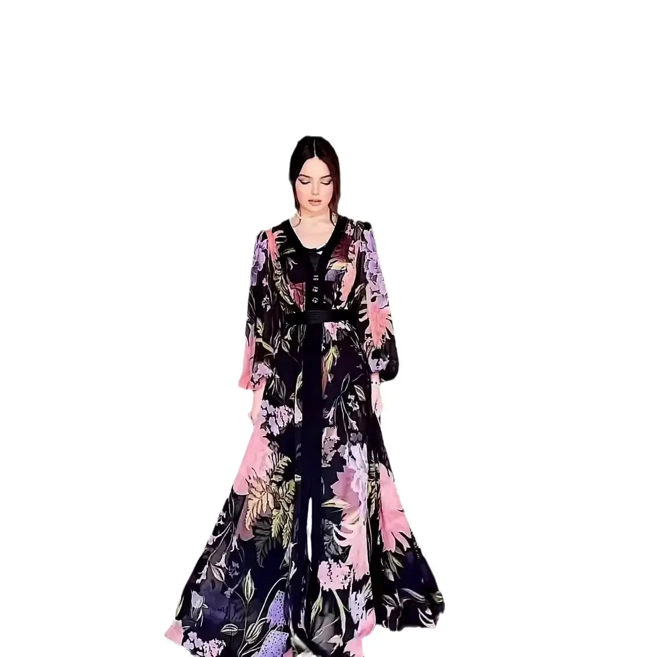 Jalabiya Muslim Women Flower Print Dress Kaftan Islam Vestidos Eid Ramadan Morocco Dubai Abayas Modest Dresses Arab Long Robe