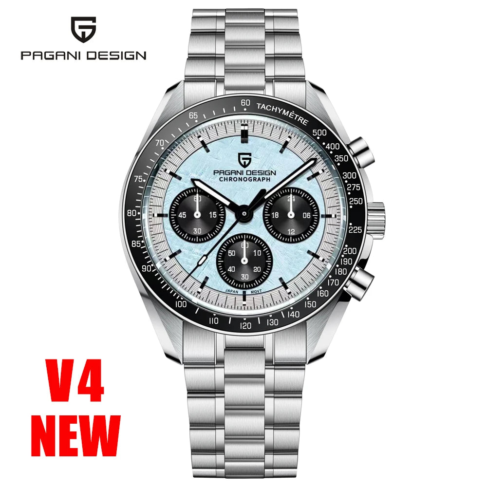 PAGANI DESIGN Silver Gold Moon Watches 2024 New Luxury Quartz Watch men Auto Date Chronograph AR Sapphire crystal Wristwatch Men