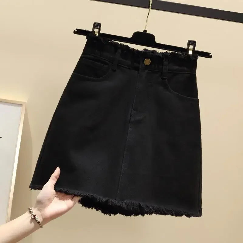 Woman Skirts High Waist Denim Skirt for Women Spring and Summer Skirt A- line Short Skirt Mujer Faldas Saias Mulher