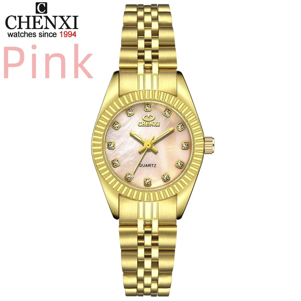 CHENXI 004A Luxury Women Watch Stainless Steel Quartz Watches Waterproof Diamond Woman Wristwatch Fashion Elegant Ladies Clock