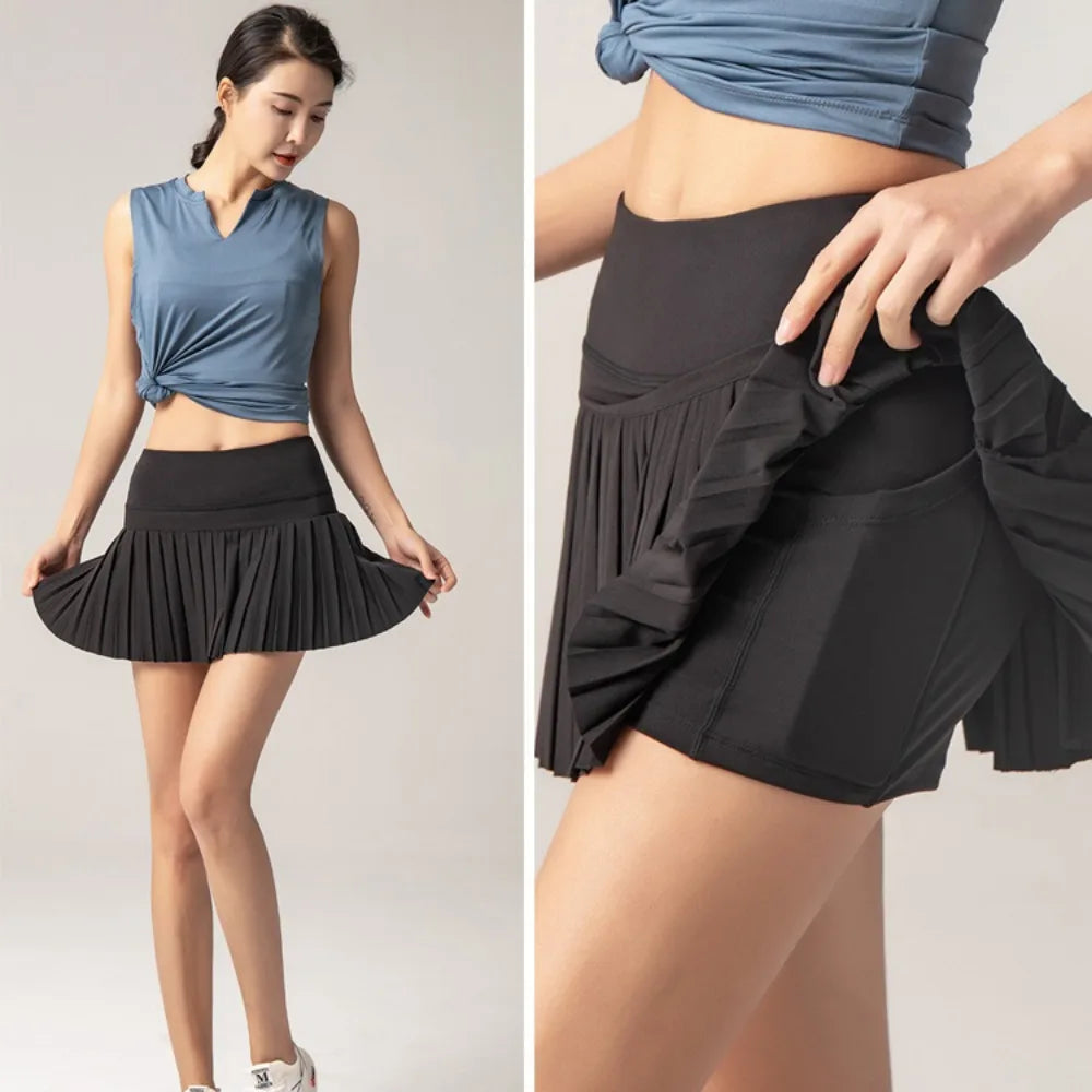 High Waist Tights Tennis Skirts Activewear Comfortable Mini Summer Sport Skirt Quick Dry with Pocket