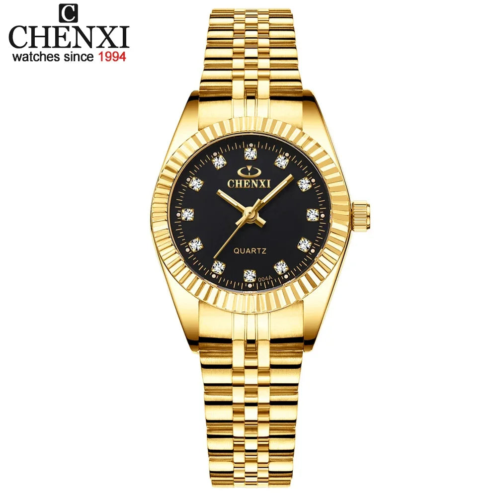 CHENXI 004A Luxury Women Watch Stainless Steel Quartz Watches Waterproof Diamond Woman Wristwatch Fashion Elegant Ladies Clock