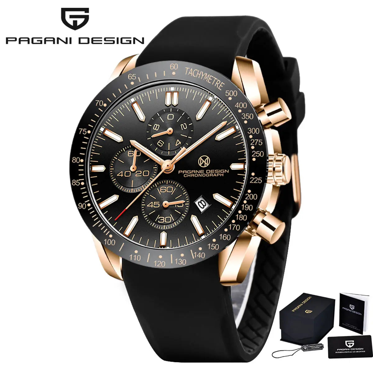 Pagane Design 2024 New Men's Quartz Chronograph Luxury Sapphire Stainless Steel Waterproof 3Bar Night Light C3 Casual Watch