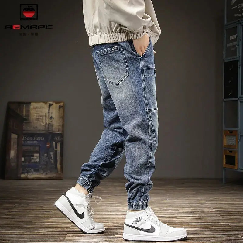 New Denim Fashion Luxury Vintage Loose Denim Jeans for Men Fashion British Casual Workwear Designer Cowboy Cargo Baggy Pants