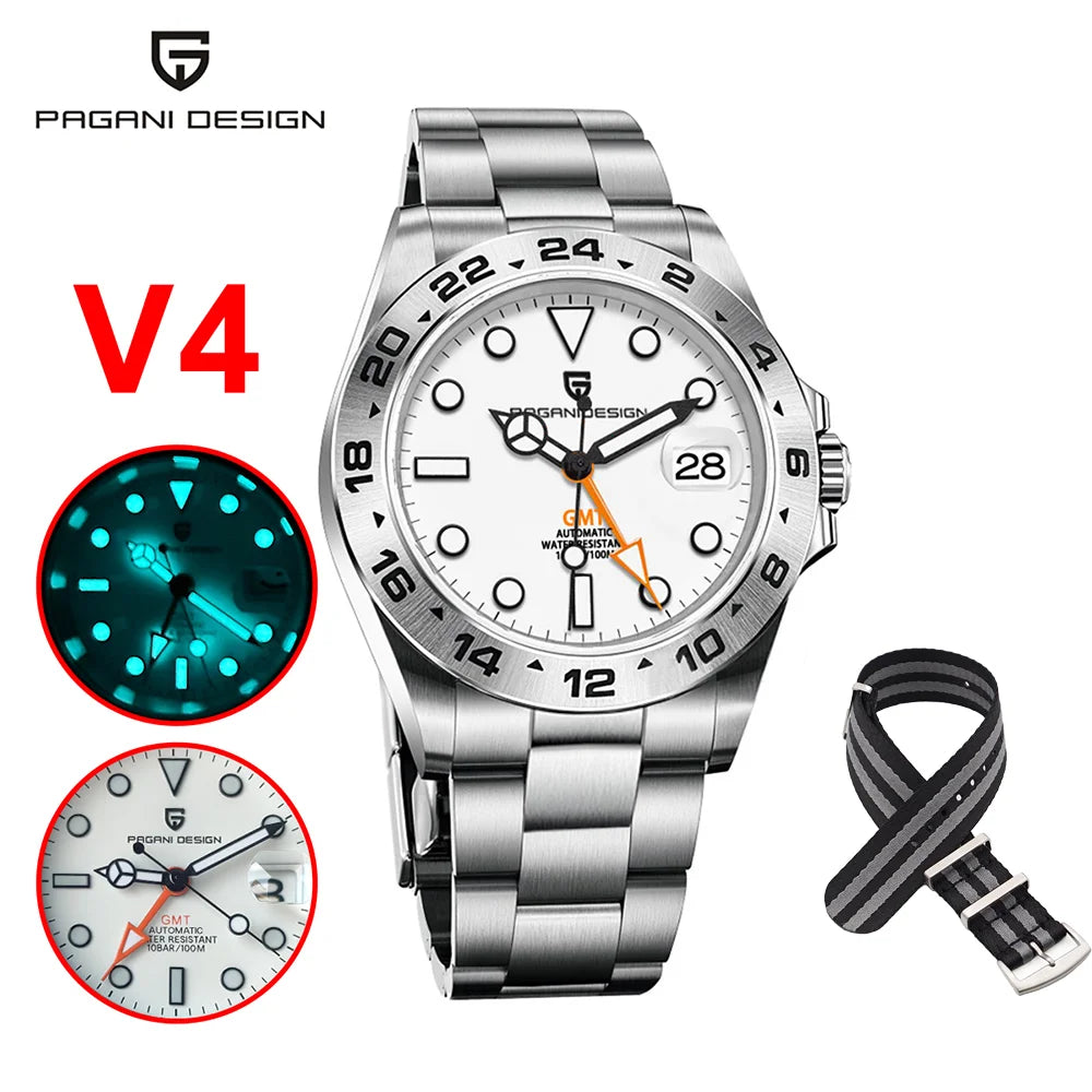 2024 New PAGANI DESIGN PD1762 NH34 GMT Watch Men Sports Automatic Mechanical Diving Swim Stainless Steel Reloj Hombre Waterproof