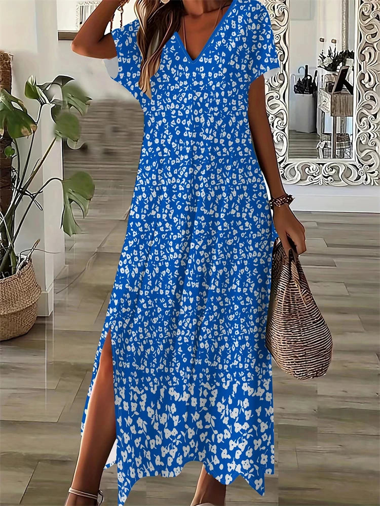 New Vacation Women's Dresses Sexy Leopard Print Elegant Midi Dresses Short Sleeve Dresses Fashion Oversized Dresses 2025 Summer