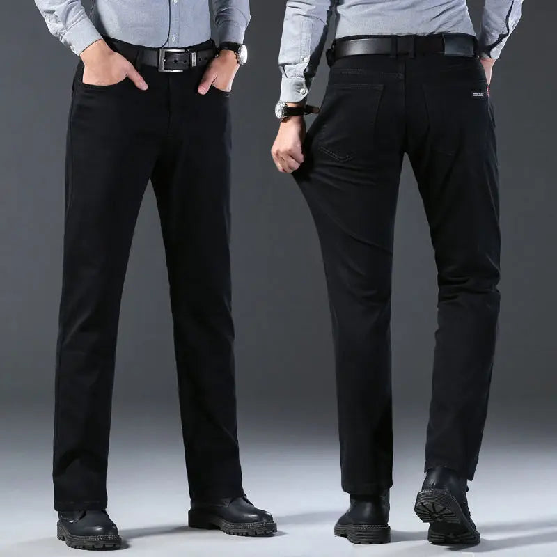 Spring Summer 2024 Solid Business Black Stretch Slim Men's Slim Jeans for Spring and Autumn Casual Pants Men's Luxury Trousers