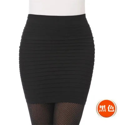 Summer Business Office Short Elastic Pleated Skirt Women High Waist Slim Skirts High Waist Bodycon Mini Skirt Korea Pencil Skirt