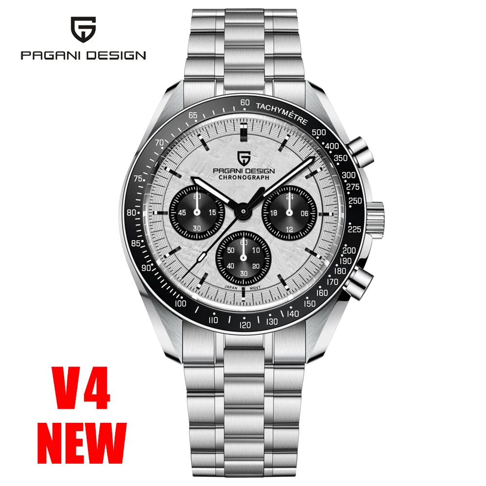 PAGANI DESIGN Silver Gold Moon Watches 2024 New Luxury Quartz Watch men Auto Date Chronograph AR Sapphire crystal Wristwatch Men