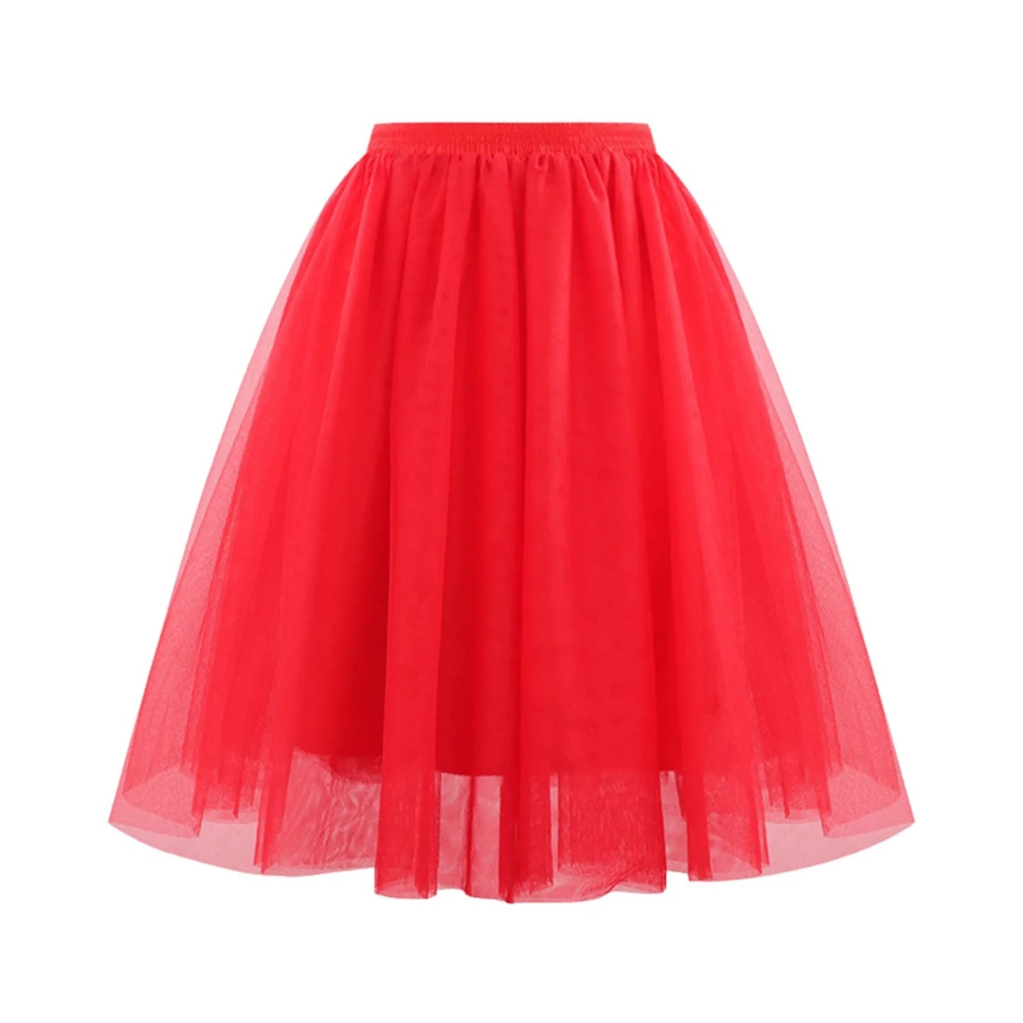 Fashion Tulle Skirt Pleated Tutu Skirts Womens Soft Drape Mid Length Skirt Wedding Bridal Bridesmaid Large Size A Line Skirts