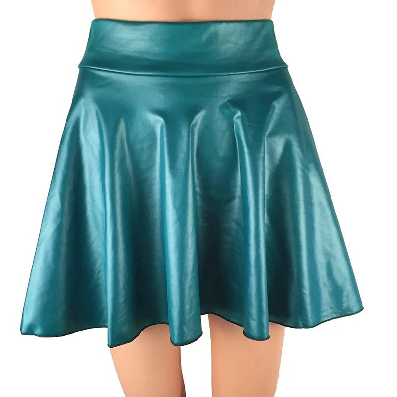 Women Faux Leather Skirts High Waist Elastic Mini High Waist Short Skirt Multipurpose For Skater Work Nightclub