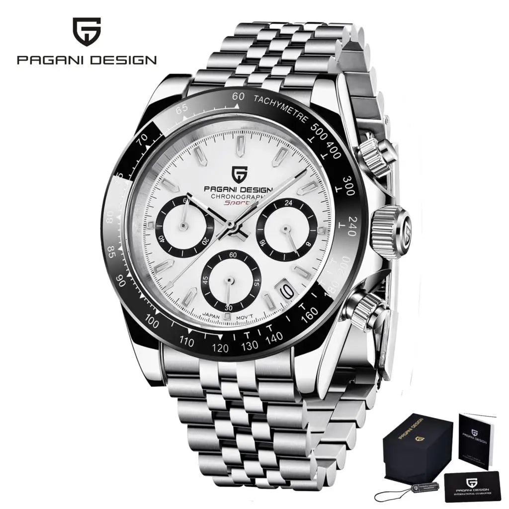 PAGANI Design Men's Quartz Watch VK67 Top Brand Luxury Sports Sapphire Stainless Steel Waterproof 100m Chronograph Reloj Hombre