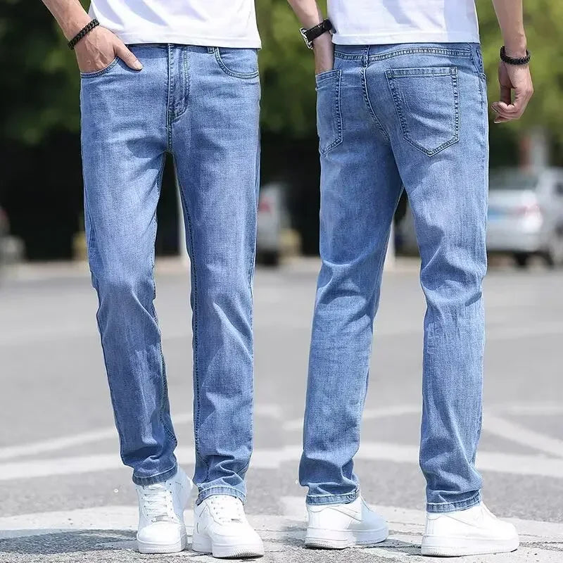 Trend in jeans men thin straight base big size casual denim long pants DN0556