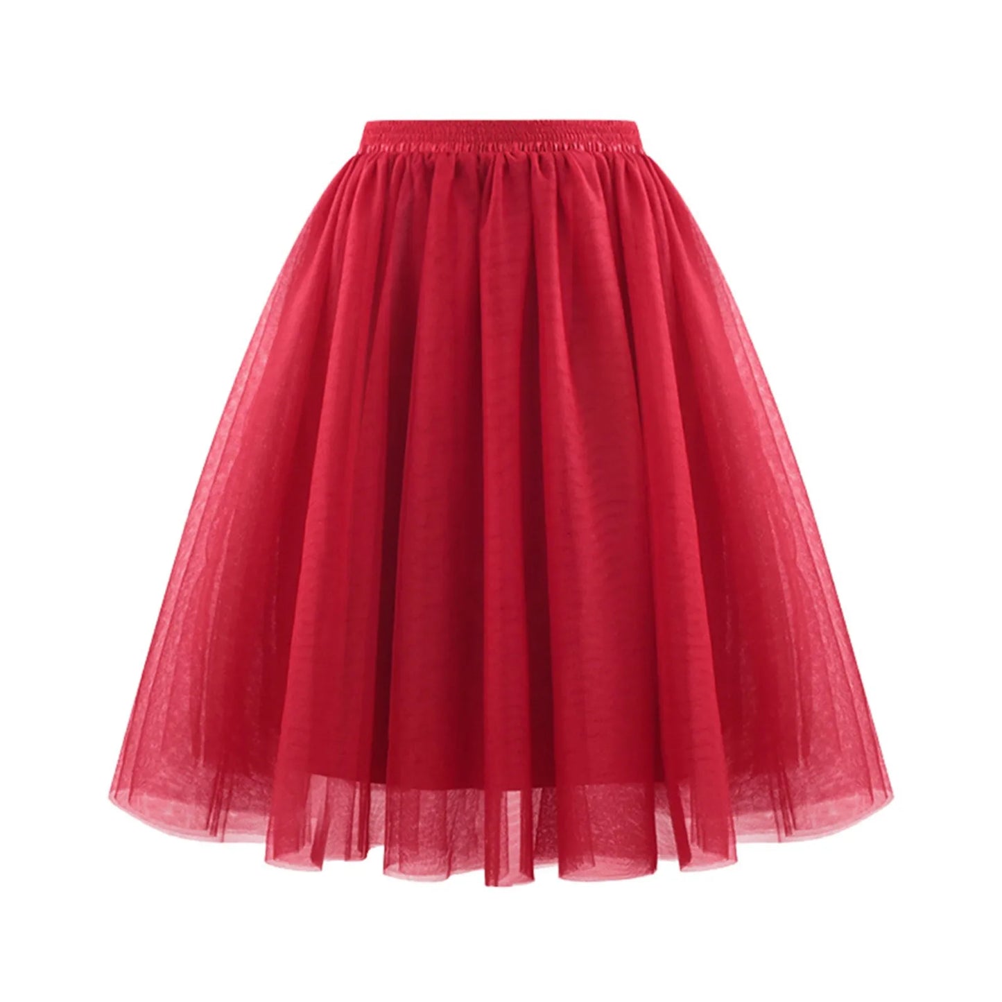 Fashion Tulle Skirt Pleated Tutu Skirts Womens Soft Drape Mid Length Skirt Wedding Bridal Bridesmaid Large Size A Line Skirts