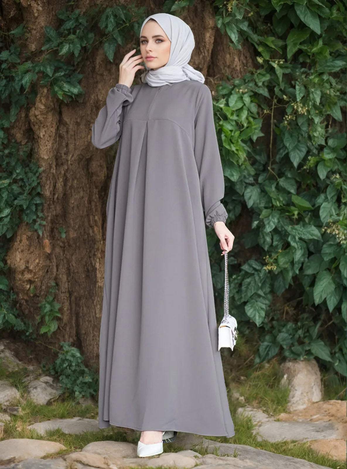 Turkey Arabic Women Dress Solid Muslim Dress Women Long Sleeve Dubai Abaya Islamic Clothing for Women Musulmane Femme Vestidos