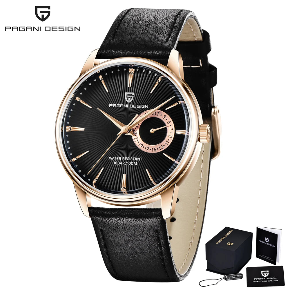 PAGANI DESIGN Quartz Watch VH65 Men's Automatic watches Casual Fashion Leather Watch for men reloj hombre PD1654