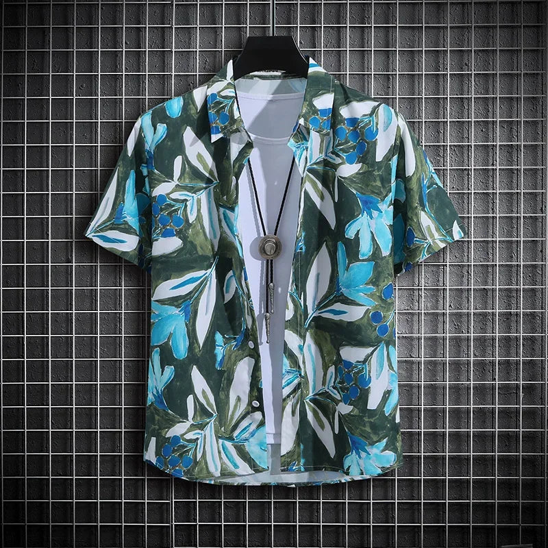 【14 colors】Men's Tropical Short Sleeve Printed Shirt  Unisex  Casual Tops  Men's Tropical Short Sleeve Printed Shirts