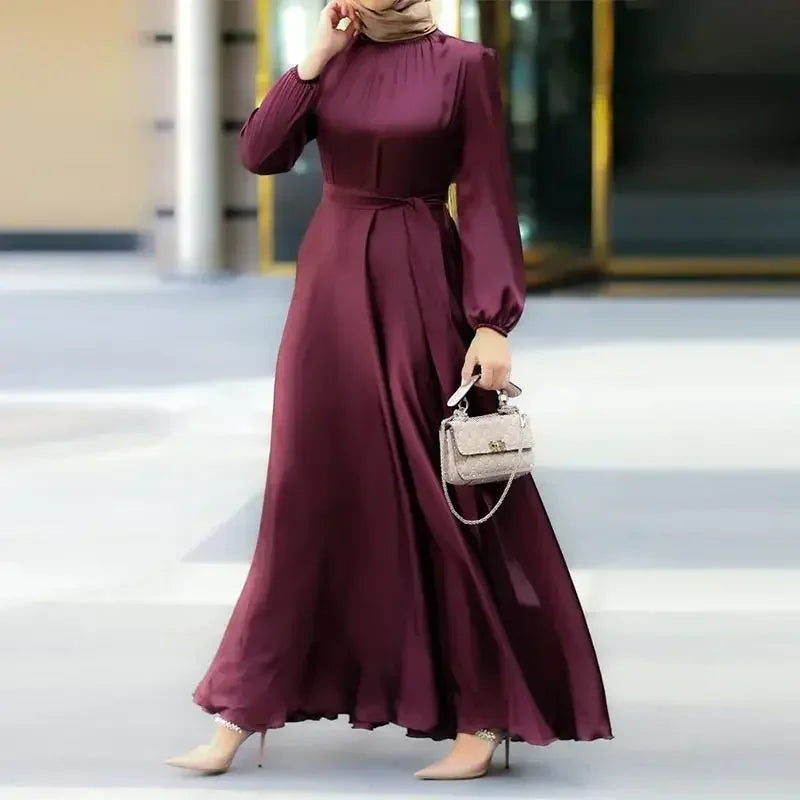 Muslim Maxi Dresses for Women Arabian Simple Loose Solid Elegant Dubai Turkey Islamic Temperament Muslim Plain Abayas for Women