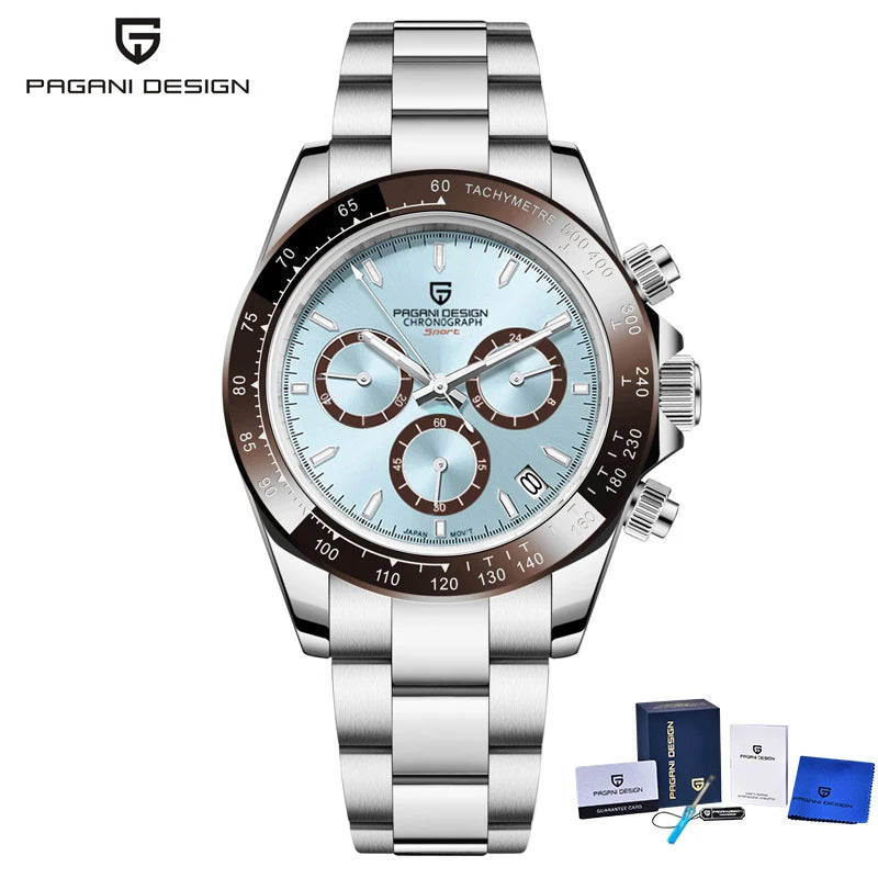 2023 New PAGANI Design Top Brand Men's Sports Quartz Watches Sapphire Stainless Steel Waterproof Chronograph Luxury Reloj Hombre