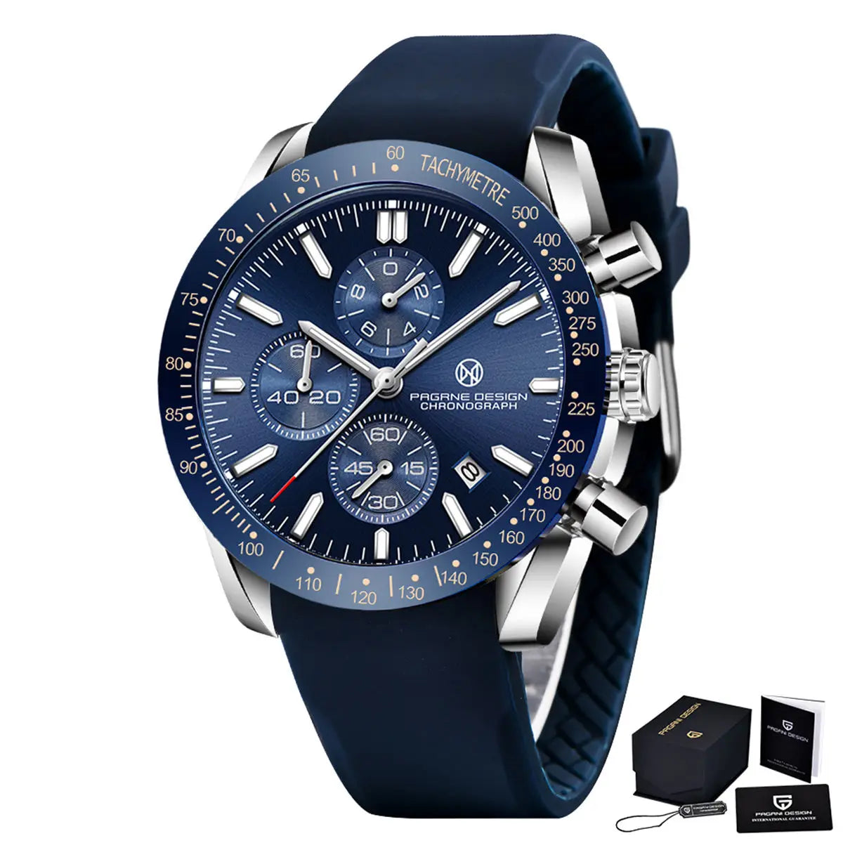 Pagane Design 2024 New Men's Quartz Chronograph Luxury Sapphire Stainless Steel Waterproof 3Bar Night Light C3 Casual Watch