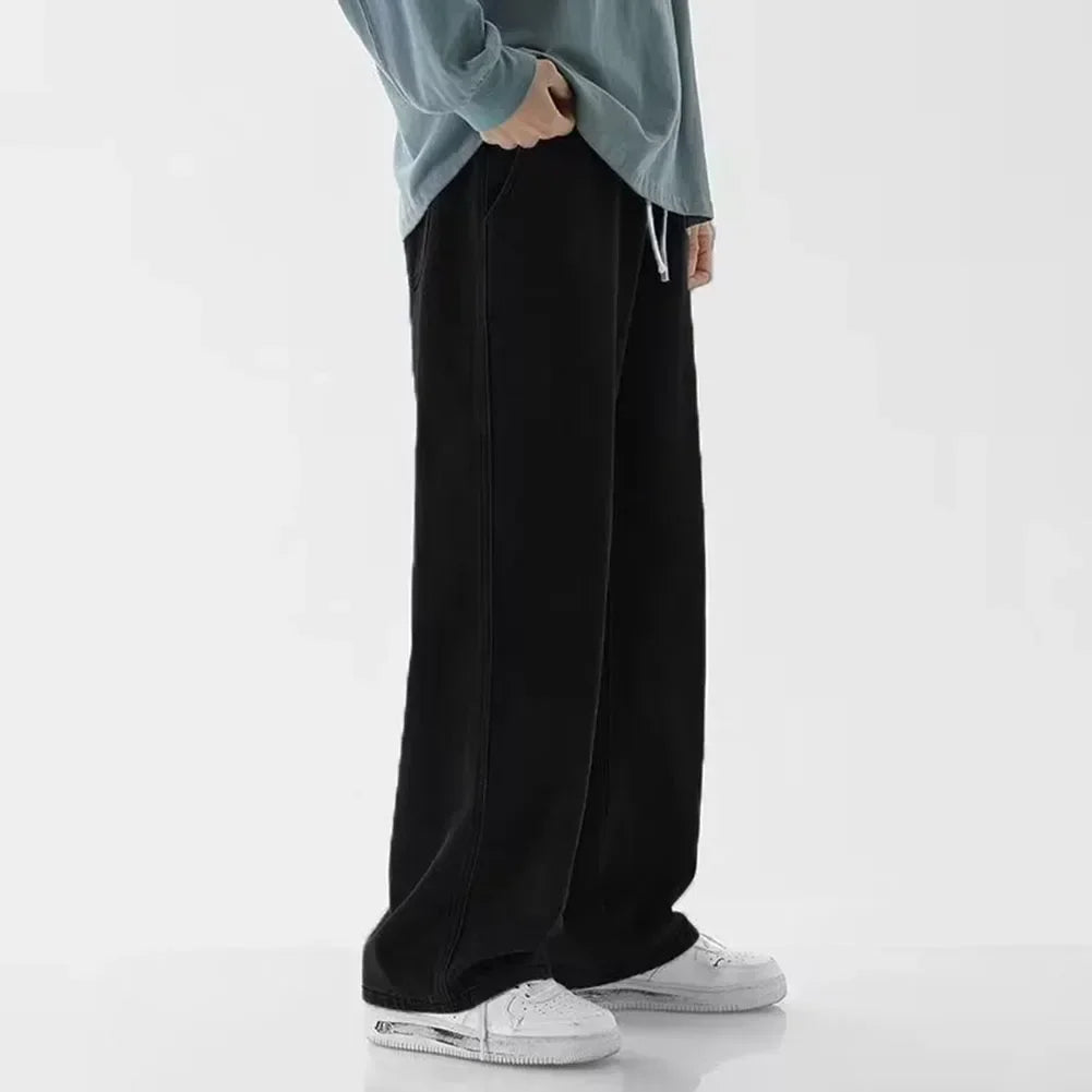 Men Straight Jean Loose Streetwear Wide Leg Neutral Pants Fashion Baggy Trousers