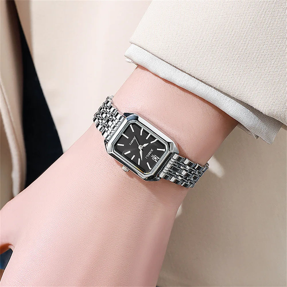 UTHAI  New Women Watch Light Luxury Brand Stainless Steel Ladies Business Watches Female Student Fashion Quartz Wristwatches