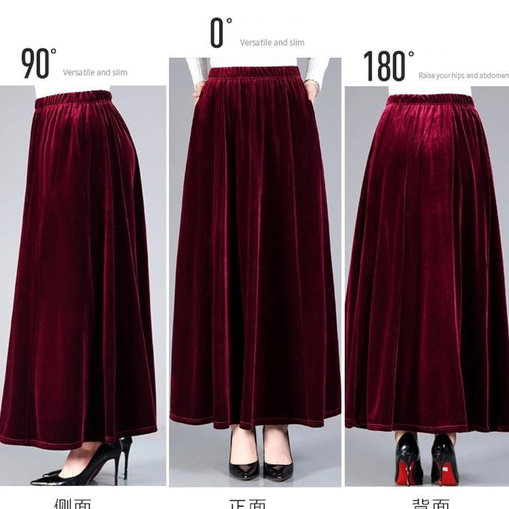 Skirt For Women Casual Skirt A-line Skirt Casual Outings Black Versatile Long Velvet Skirt A-line Skirt Daily Wear