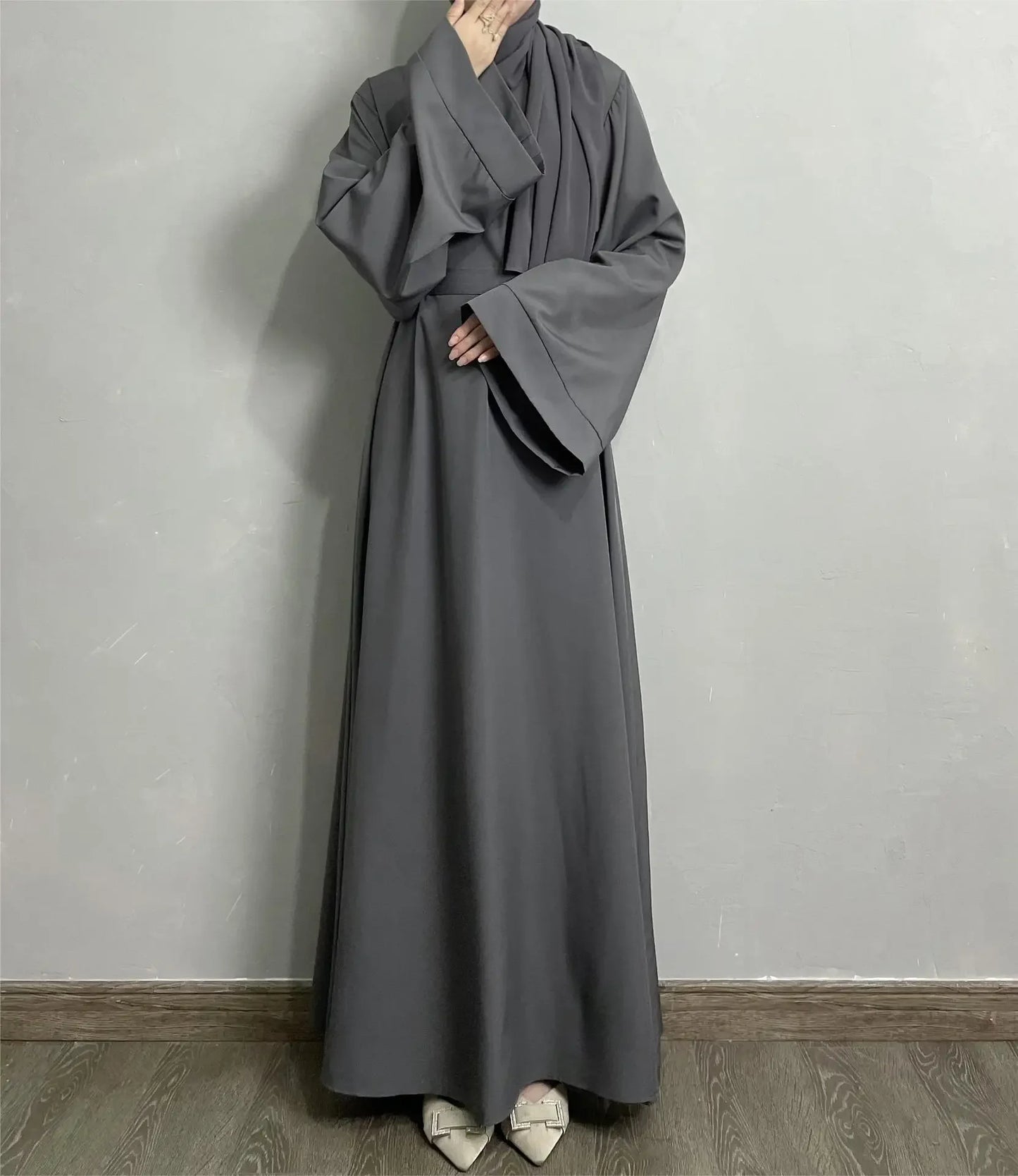 Middle East Dubai Türkiye Solid Color Large Size Muslim Dress Casual Abayas for Women Vestidos Arabes Dubai Y Turcos