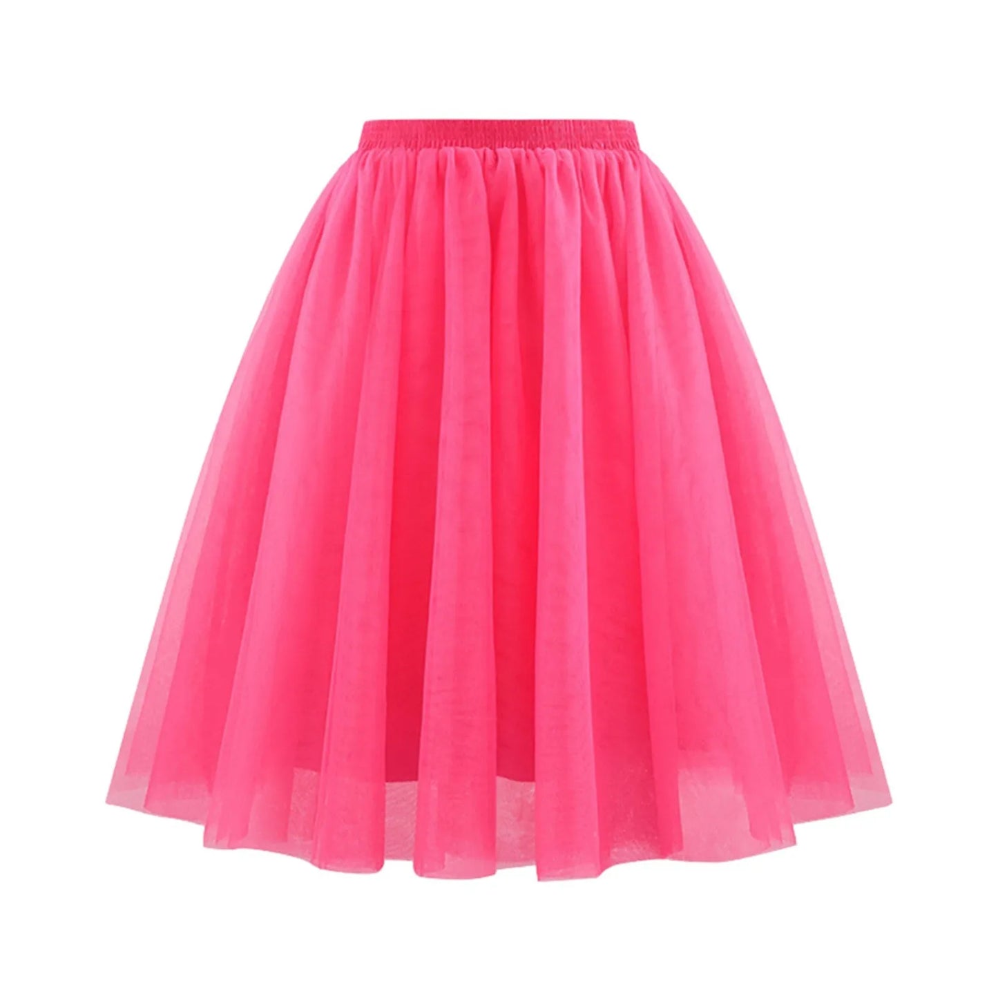 Fashion Tulle Skirt Pleated Tutu Skirts Womens Soft Drape Mid Length Skirt Wedding Bridal Bridesmaid Large Size A Line Skirts