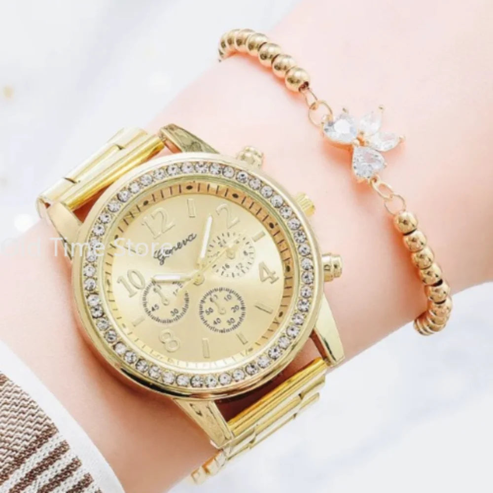 Women  Watches Geneva Classic Rhinestone Watch Women Watches Ladies Fashion Gold Watch Clock Reloj Mujer Montre Femme 시계