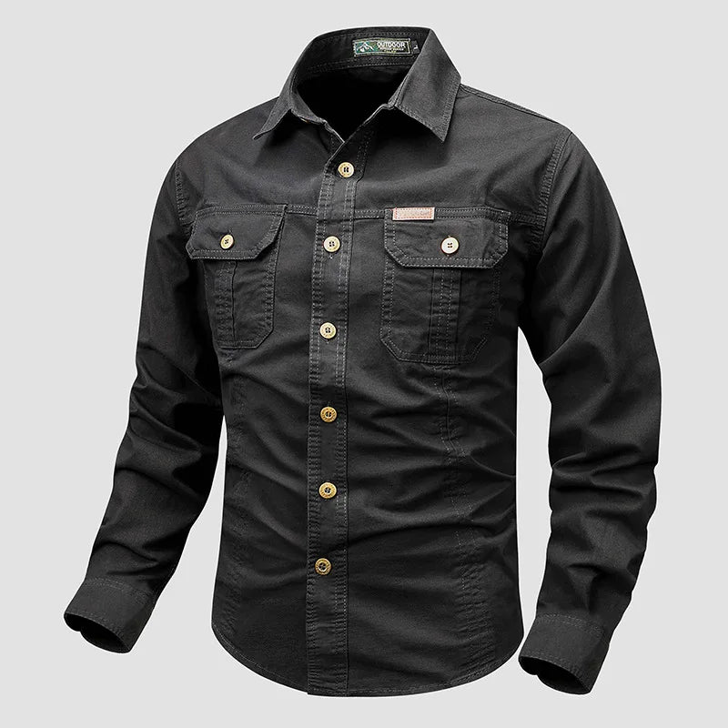 2025 New Outdoor Activity Men's Tactical Sports Top Men's Fashion Wear Resistant Long Sleeved Men's Casual Versatile Shirt